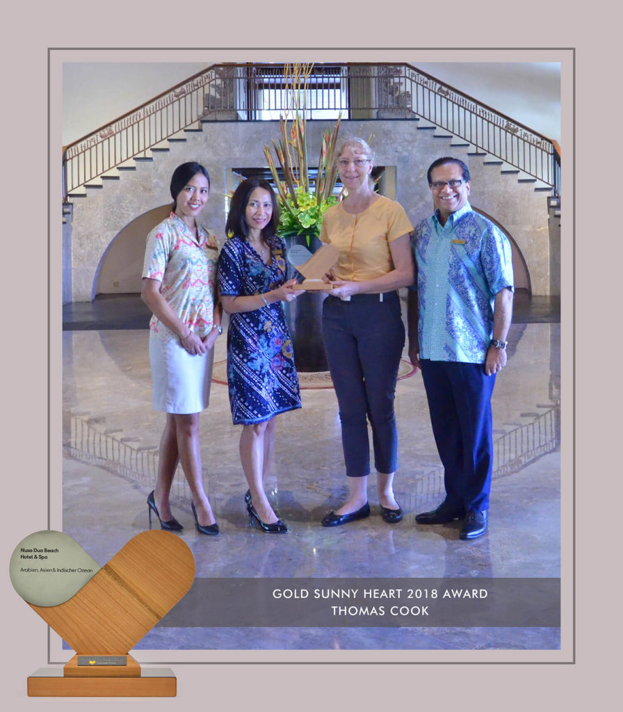 Nusa Dua Beach Hotel & Spa, Bali Winner of Gold Sunny Heart Award by Thomas Cook Group